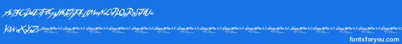 SleepyHollow3.0-Schriftart – Weiße Schriften auf blauem Hintergrund
