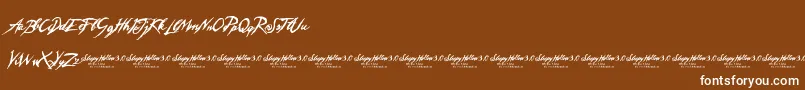 SleepyHollow3.0-Schriftart – Weiße Schriften auf braunem Hintergrund