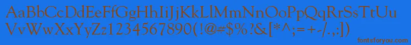 Goudystd-Schriftart – Braune Schriften auf blauem Hintergrund