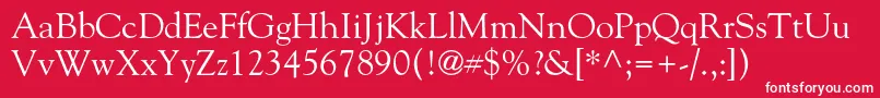 Goudystd-Schriftart – Weiße Schriften auf rotem Hintergrund