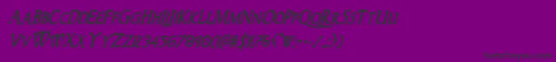 Woodgodboldcondital-Schriftart – Schwarze Schriften auf violettem Hintergrund