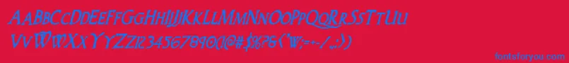 Woodgodboldcondital Font – Blue Fonts on Red Background