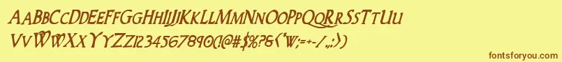 Woodgodboldcondital Font – Brown Fonts on Yellow Background