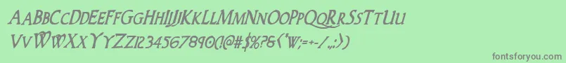 フォントWoodgodboldcondital – 緑の背景に灰色の文字