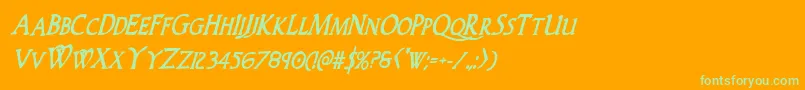 Woodgodboldcondital Font – Green Fonts on Orange Background