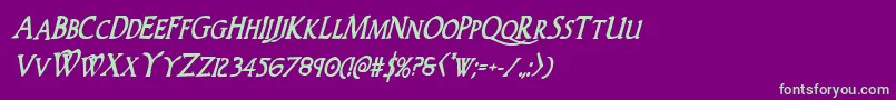 Woodgodboldcondital Font – Green Fonts on Purple Background