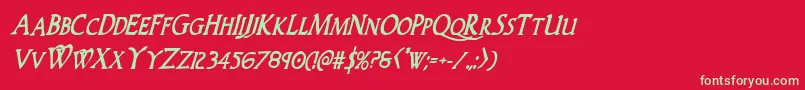 Woodgodboldcondital Font – Green Fonts on Red Background