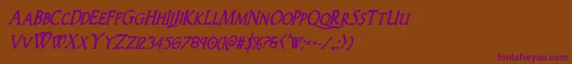 Woodgodboldcondital Font – Purple Fonts on Brown Background