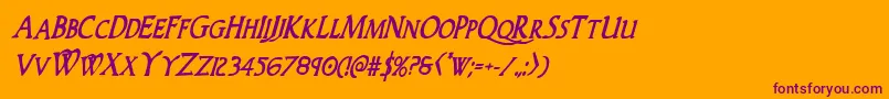 Woodgodboldcondital Font – Purple Fonts on Orange Background