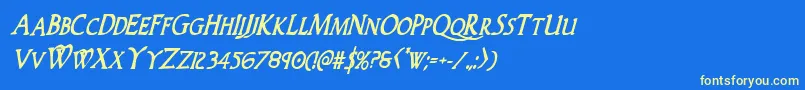 Woodgodboldcondital Font – Yellow Fonts on Blue Background