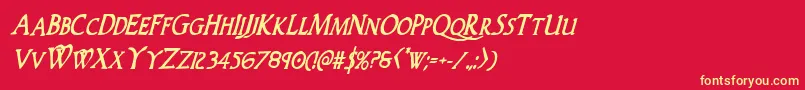 Woodgodboldcondital Font – Yellow Fonts on Red Background