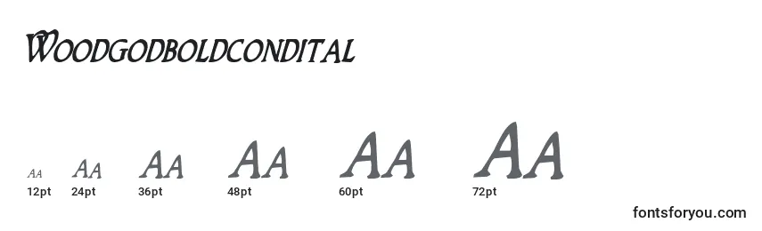 Размеры шрифта Woodgodboldcondital