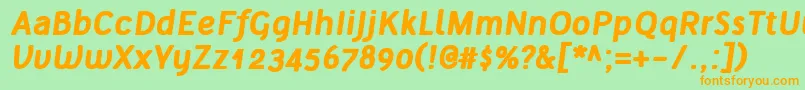 フォントTelluralAltBoldItalic – オレンジの文字が緑の背景にあります。