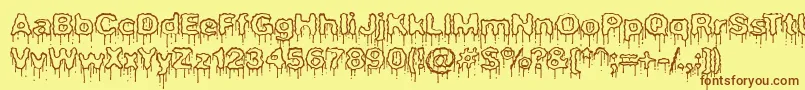 Plasdrpe Font – Brown Fonts on Yellow Background