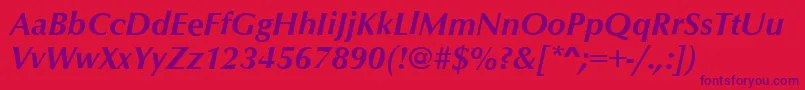 OptimumBoldItalic-fontti – violetit fontit punaisella taustalla