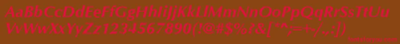 フォントOptimumBoldItalic – 赤い文字が茶色の背景にあります。