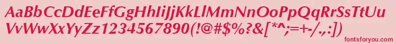 フォントOptimumBoldItalic – ピンクの背景に赤い文字