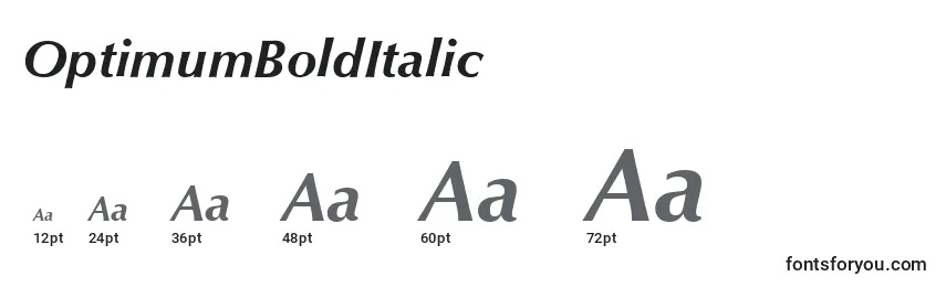 Размеры шрифта OptimumBoldItalic