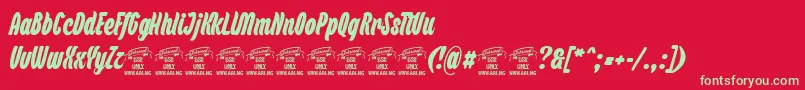 BackpackPersonaluse Font – Green Fonts on Red Background
