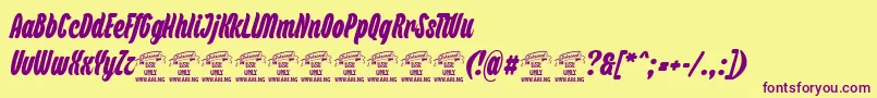 BackpackPersonaluse Font – Purple Fonts on Yellow Background