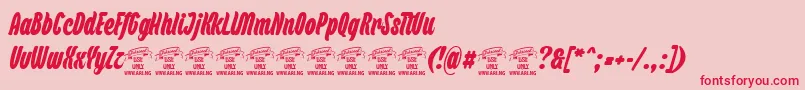 Czcionka BackpackPersonaluse – czerwone czcionki na różowym tle