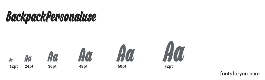 BackpackPersonaluse Font Sizes