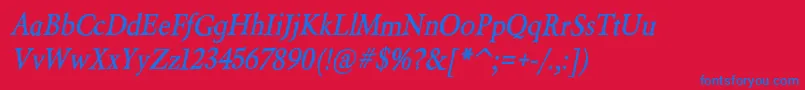 Berylium ffy-Schriftart – Blaue Schriften auf rotem Hintergrund