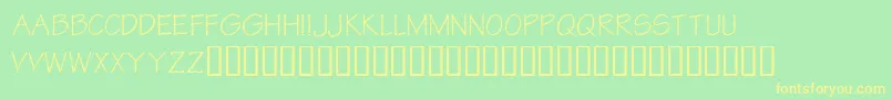 フォントKrStarLetters – 黄色の文字が緑の背景にあります