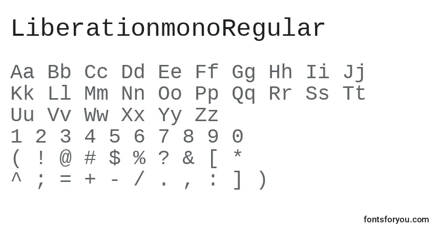 Schriftart LiberationmonoRegular – Alphabet, Zahlen, spezielle Symbole
