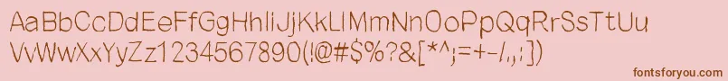 Saiba mais sobre a fonte CloseYourEyes Fonte CloseYourEyes – fontes marrons em um fundo rosa