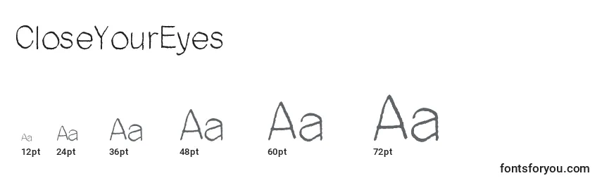 CloseYourEyes Font Sizes