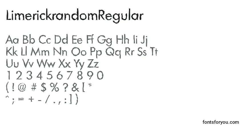 A fonte LimerickrandomRegular – alfabeto, números, caracteres especiais