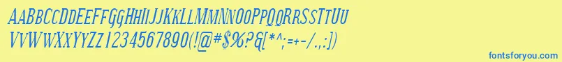 フォントSfcovingtonsccondItalic – 青い文字が黄色の背景にあります。