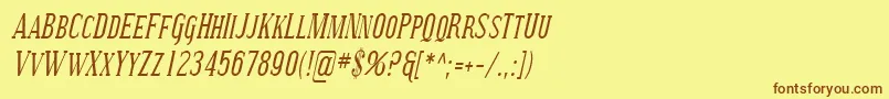 フォントSfcovingtonsccondItalic – 茶色の文字が黄色の背景にあります。