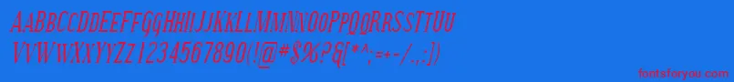 SfcovingtonsccondItalic-Schriftart – Rote Schriften auf blauem Hintergrund