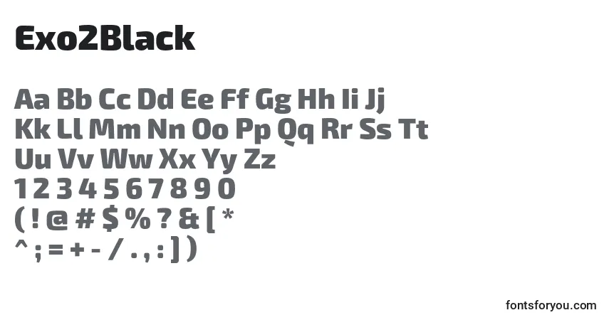 A fonte Exo2Black – alfabeto, números, caracteres especiais