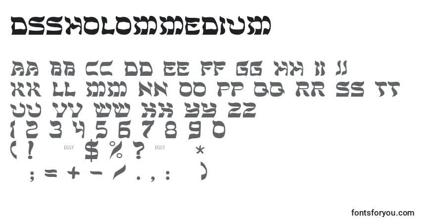 Czcionka Dssholommedium – alfabet, cyfry, specjalne znaki