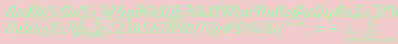 Freehand521Bt-Schriftart – Grüne Schriften auf rosa Hintergrund