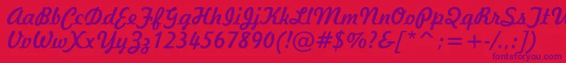 Freehand521Bt-Schriftart – Violette Schriften auf rotem Hintergrund