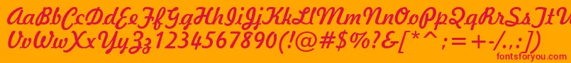 Freehand521Bt-Schriftart – Rote Schriften auf orangefarbenem Hintergrund