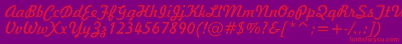 Freehand521Bt-Schriftart – Rote Schriften auf violettem Hintergrund