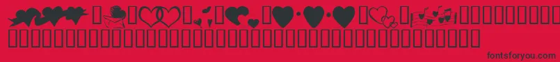 KrHeartsAlong Font – Black Fonts on Red Background