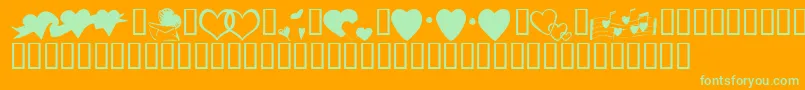 KrHeartsAlong Font – Green Fonts on Orange Background