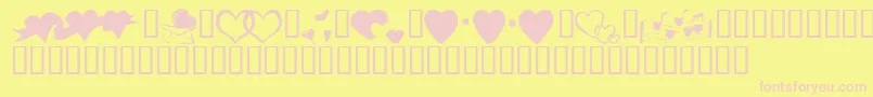 KrHeartsAlong Font – Pink Fonts on Yellow Background