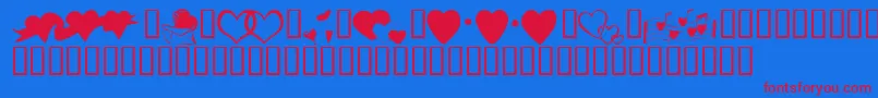KrHeartsAlong Font – Red Fonts on Blue Background