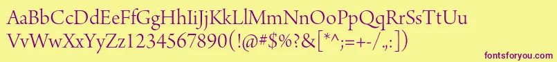ArnoproLight36pt Font – Purple Fonts on Yellow Background