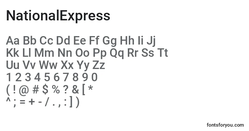 Schriftart NationalExpress – Alphabet, Zahlen, spezielle Symbole