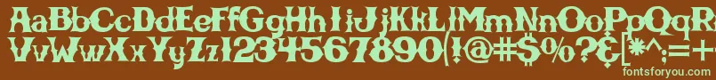 フォントCbgbfontsolid – 緑色の文字が茶色の背景にあります。