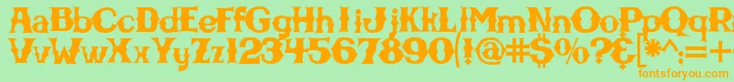 Cbgbfontsolid-Schriftart – Orangefarbene Schriften auf grünem Hintergrund