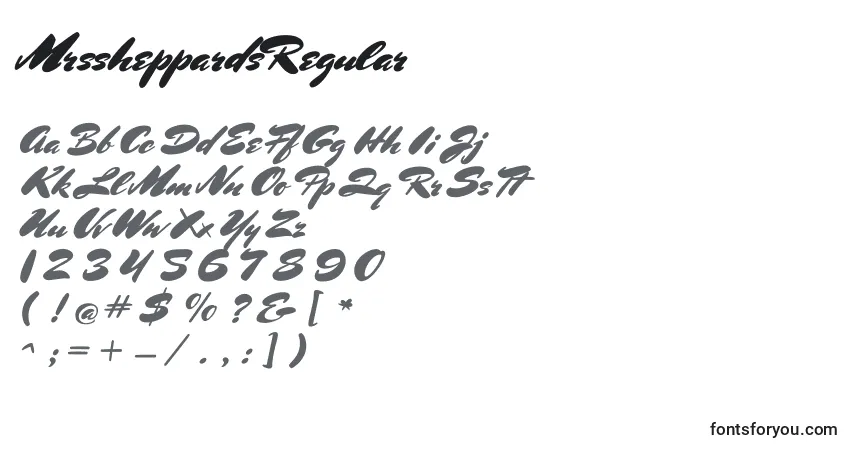 A fonte MrssheppardsRegular – alfabeto, números, caracteres especiais